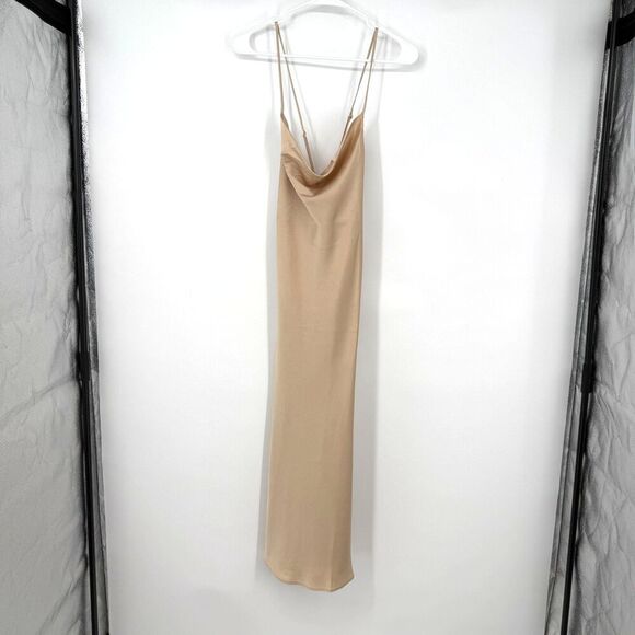 Show Me Your MuMu Dresses & Skirts - Show Me Your Mumu Verona Satin Dress Champagne Slip Dress Cowl Neck Midi Size M